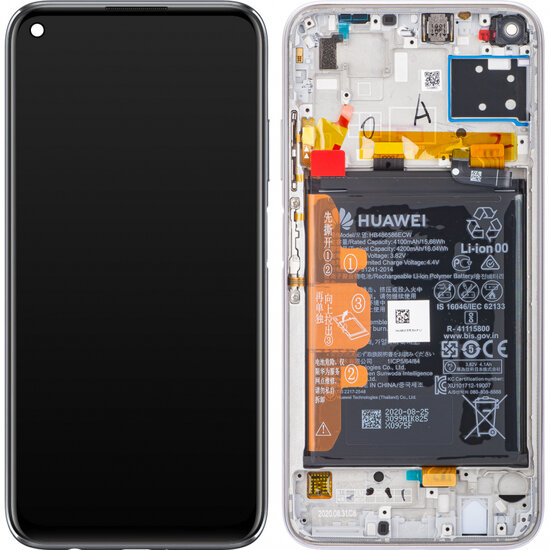 Huawei P40 Lite- LCD Display Module + Battery- Blue (Breathing Crystal) 
