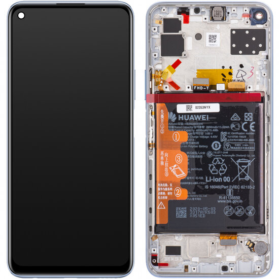 Huawei P40 Lite 5G-LCD Display Module + Battery- Silver